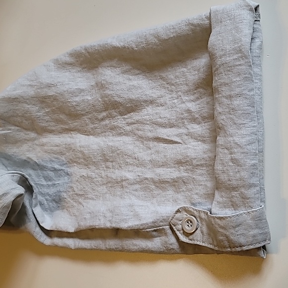 Cynthia Rowley linen slacks womens 14 ecru front cargo & back patch pocket - Picture 12 of 14